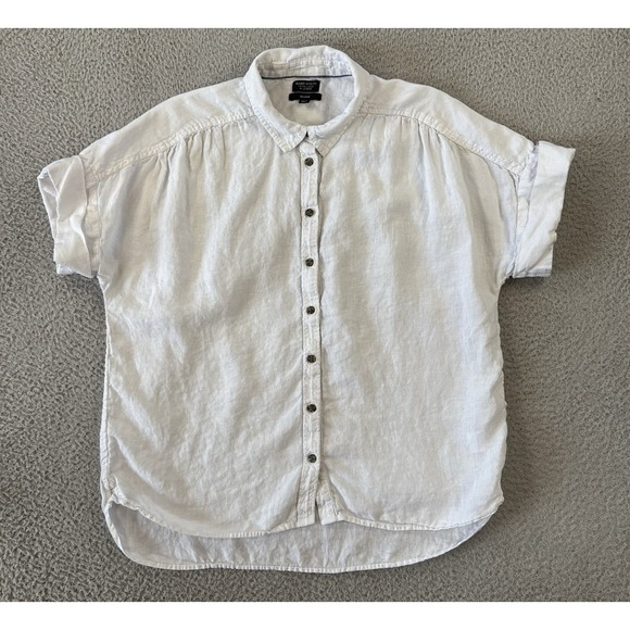 J.CREW Tops - J Crew Baird McNutt Capitaine‎ Shirt Womens Large Irish Linen White Boxy Relaxed